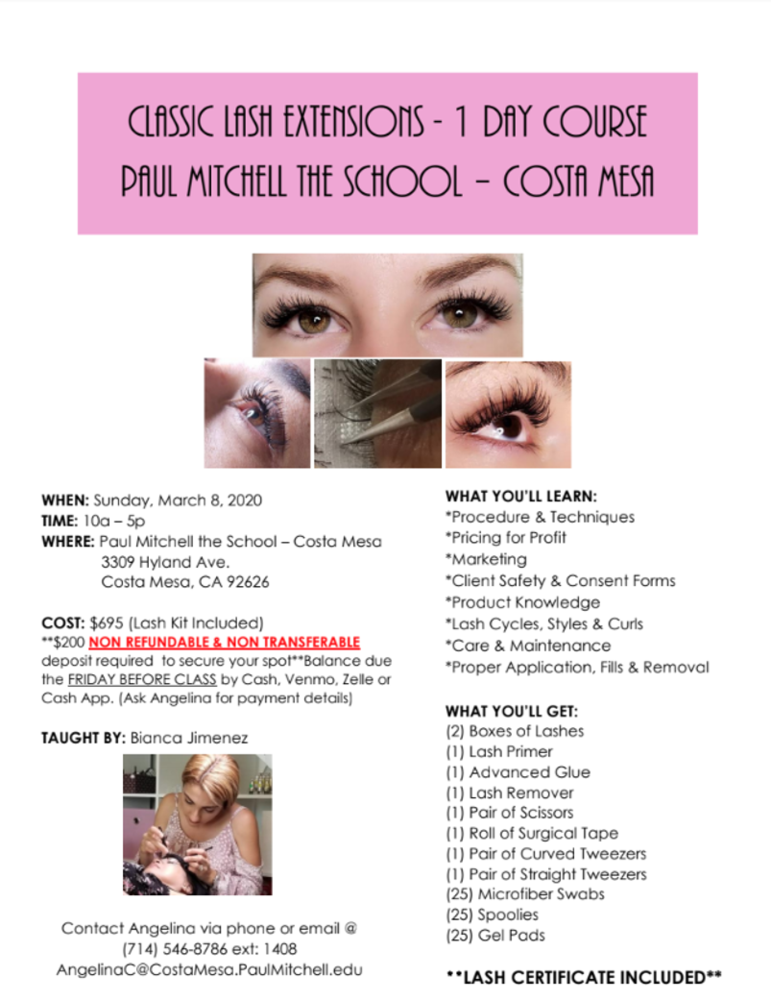 Calendar of Events Shows Paul Mitchell The School Costa Mesa