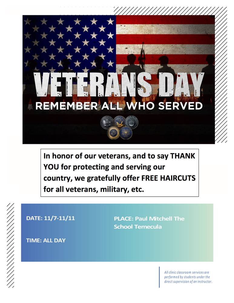 Free haircuts for veterans 